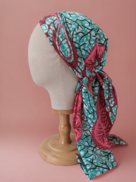 Bon’wax satin de soie vert et rose