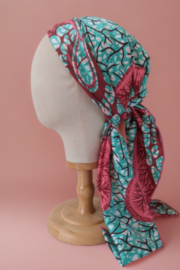 Bon’wax satin de soie vert et rose