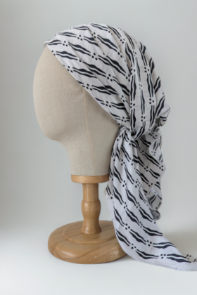 Bon’wax satin de soie noir et blanc