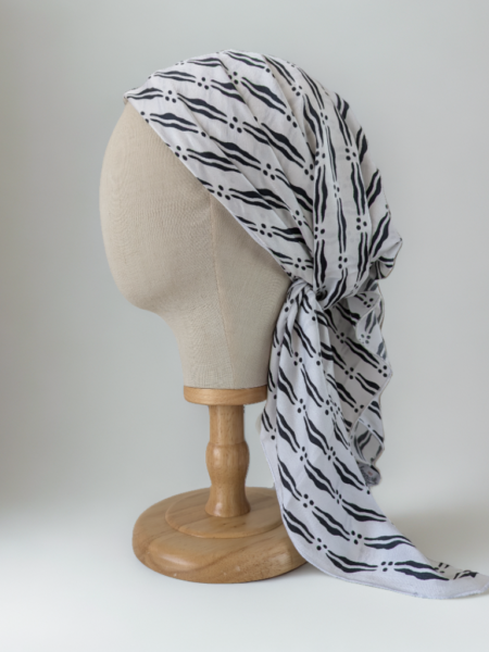 Bon’wax satin de soie noir et blanc