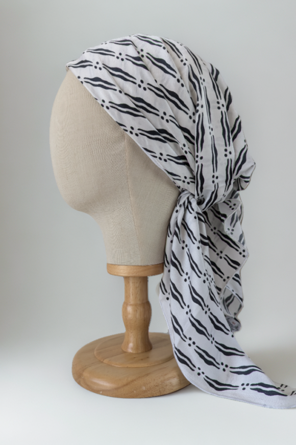 Bon’wax satin de soie noir et blanc