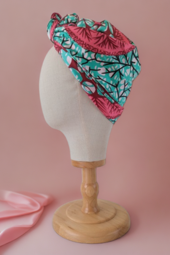 Bon’wax satin de soie vert et rose