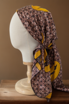 Bon’wax satin de soie géométrie marron