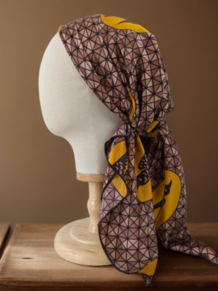 Bon’wax satin de soie géométrie marron